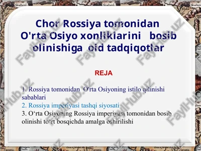 o'rta osiyoxonliklarini bosib olinishi — PPTX