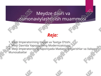 meiji davri va zamonaviylashtirish muammosi — PPTX