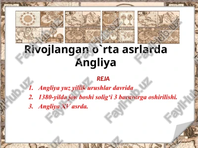 rivojlangano`rtaasrlardaangliya — PPTX