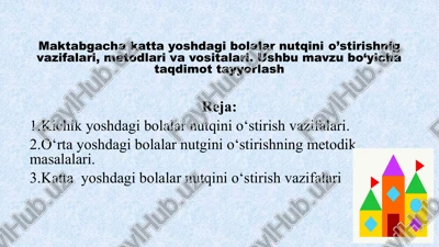 bolalar nutqini o‘stirish vazifalari — PPTX
