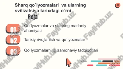 sharqqo`lyozmalarivaularningsvilizatsiyatarixdagio`rni — PPTX