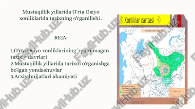 o'rta osiyo xonliklarining 'rganilmagan tarixiy davrlari — PPTX