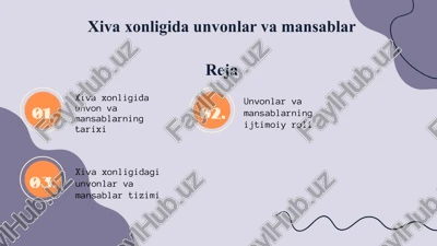 xivaxonligida unvonlar vamansablar — PPTX