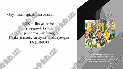maktabgacha ta’lim muassasalarida jismoniy tarbiyani tashkil etish — PPTX