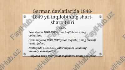 german davlatlarida 1848-1849 yil inqilobining shart-sharoitlari — PPTX