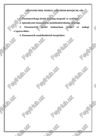 ekonometrik modellashtirish bosqichlari — DOCX