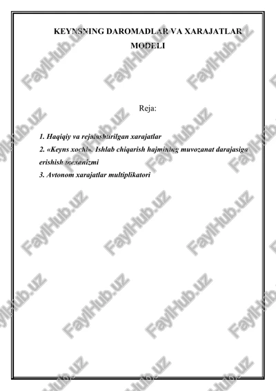 keynsning daromadlar va xarajatlar modeli — DOC