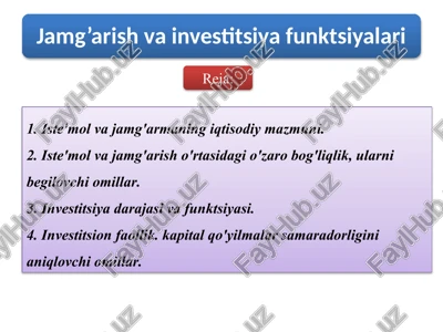 iste'mol vajamg'armaning iqtisodiy mazmuni — PPTX