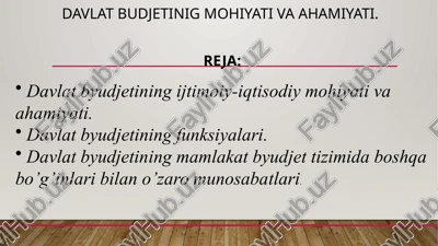 davlat budjetini g'ijtimoiy va iqtisodiy ahamiyati — PPTX