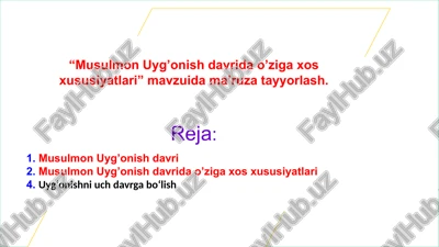 musulmon uyg’onish davrida o’ziga xos xususiyatlari — PPTX