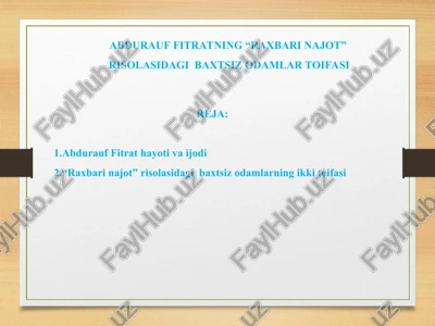 "raxbari najot" risolasidagi baxtsiz odamlar toifasi — PPT