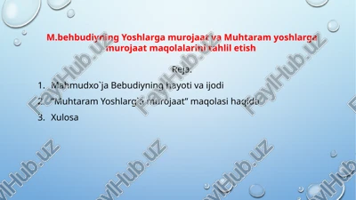 muhtaram yoshlarga murojaat maqolalari — PPTX