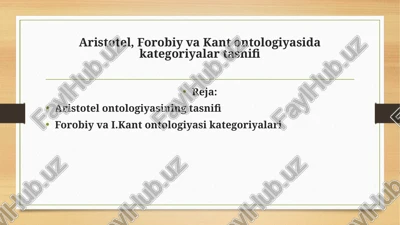aristotel ve forobiyva kant ontologiyasi — PPTX