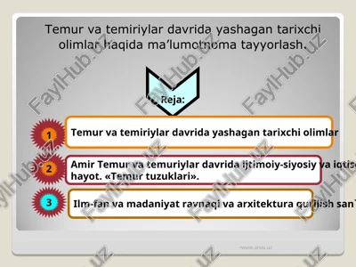 temur va temiriylar davrida yashagan tarixchi olimlar — PPT