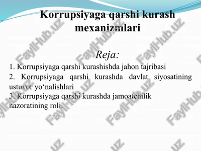 korrupsiyaga qarshi kurash mekanizmlari — PPTX