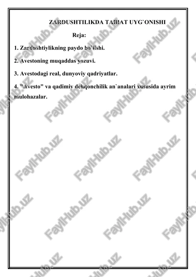 zardushtilikda tabiat uyg`onishi — DOCX
