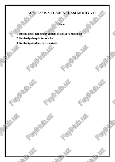 konfessiya tushunchasi mohiyati — DOCX