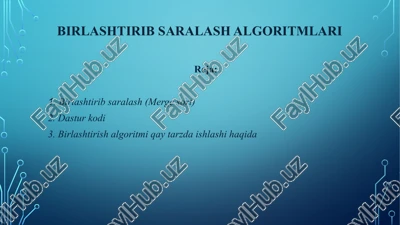 birlashtirib saralash (merge sort) — PPTX