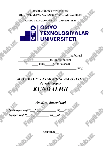 malakaviy pedagogik amaliyoti — DOCX