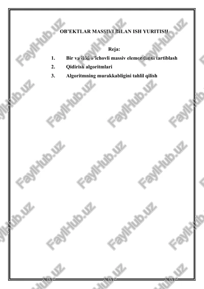 ob’ektlar massivi bilan ish yuritish — DOCX