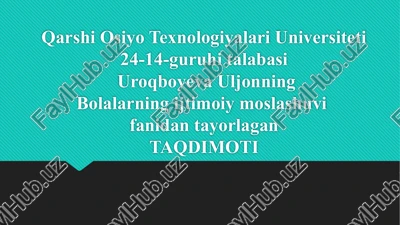 bolaning motivatsiya sohasining psixodiagnostikasi — PPTX