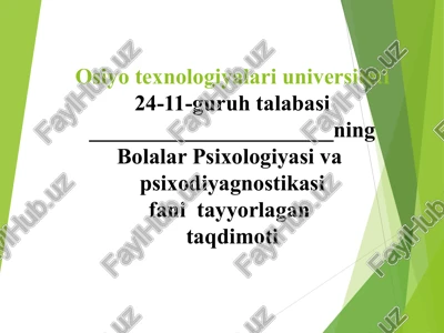 bolalar psixologiyasi va psixodiagnostikasi — PPT