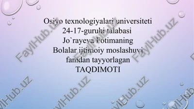 taqdimoti faktorlar va ularning bola ijtimoiylashuviga tasiri — PPTX