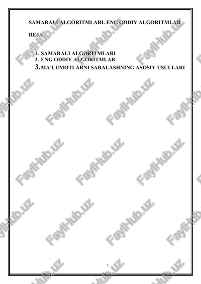 samarali algoritmlari. eng oddiy algoritmlar — DOCX