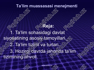 ta’lim muassasasi menejmenti — PPTX