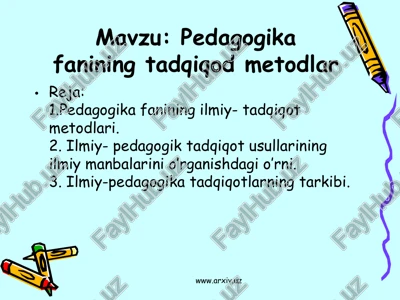pedagogika fanining tadqiqod metodlar — PPT