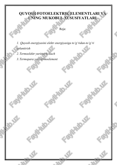 quyosh fotoelektrik elementlari — DOCX