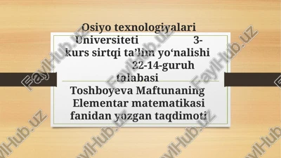 elementar matematika sifanida yozgan taqdimot — PPTX
