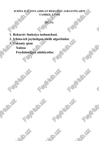 rekursiv funksiya tushunchasi — DOCX