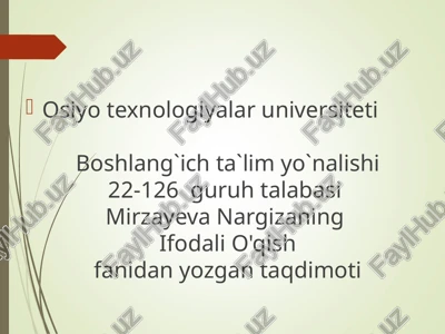 ifodali o'qishfanidan yozgan taqdimoti — PPT