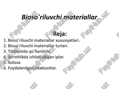 biosoʻriluvchi materiallar — PPTX