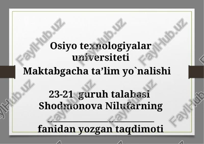 shodmonova nilufarning fanidagi taqdimoti — PPTX