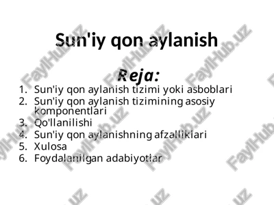 sun'iy qon aylanish — PPTX