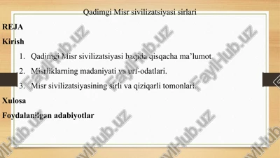 qadimgi misr sivilizatsiyasi sirlari — PPT