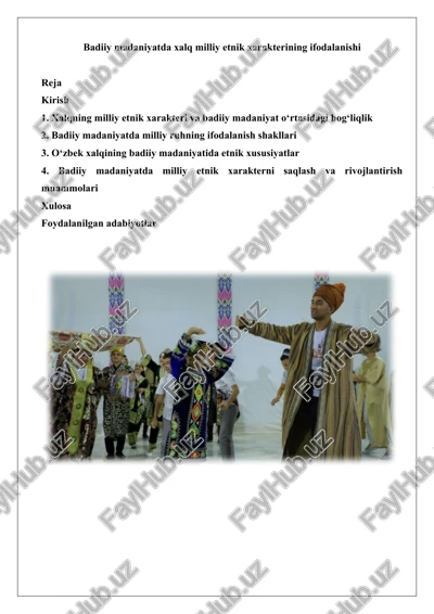 badiiy madaniyatda xalq milliy etnik xarakterining ifodalanishi — DOCX