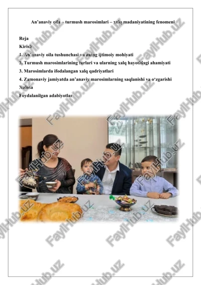 an'anaviy oila va turmush marosimlari — DOCX