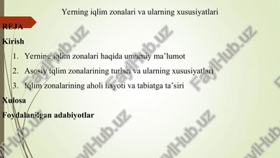 yerning iqlim zonalari va ularning xususiyatlari — PPT