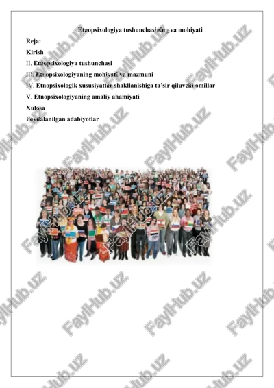 etnopsixologiya tushunchasining va mohiyati — DOCX