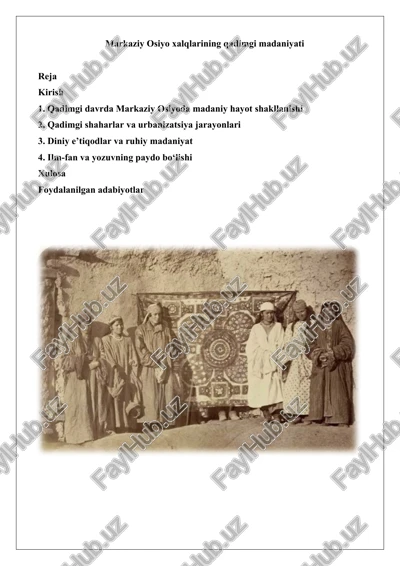 markaziy osiyo insoniyat tarixi — DOCX