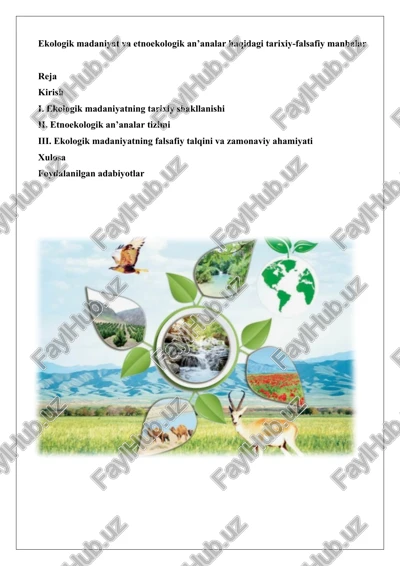 ekologik madaniyat va etnoekologik an’analar haqidagi tarixiy-falsafiy manbalar — DOCX