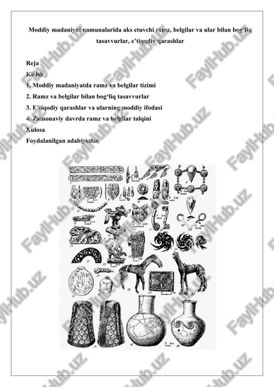 moddiy madaniyat namunalarida aks etuvchi ramz, belgilar va ular bilan bog‘liq tasavvurlar, e’tiqodiy qarashlar — DOCX