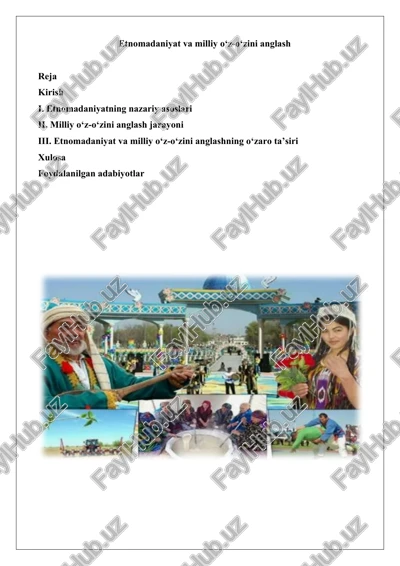 etnomadaniyat va milliy o‘z-o‘zini anglash — DOCX