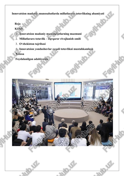 innovatsion madaniy munosabatlarda millatlararo totuvlikning ahamiyati — DOCX