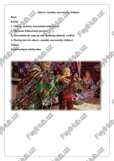 oilaviy-maishiy marosimlar folklori — DOCX