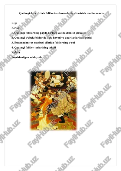qadimgi davr o‘zbek folklori — DOCX
