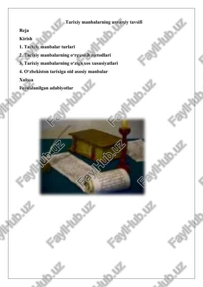tarixiy manbalarning umumiy tavsifi — DOCX